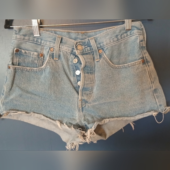 Levi's Pants - Levi's 501 Light Blue Denim Button-Fly Cutoff Shorts, size small